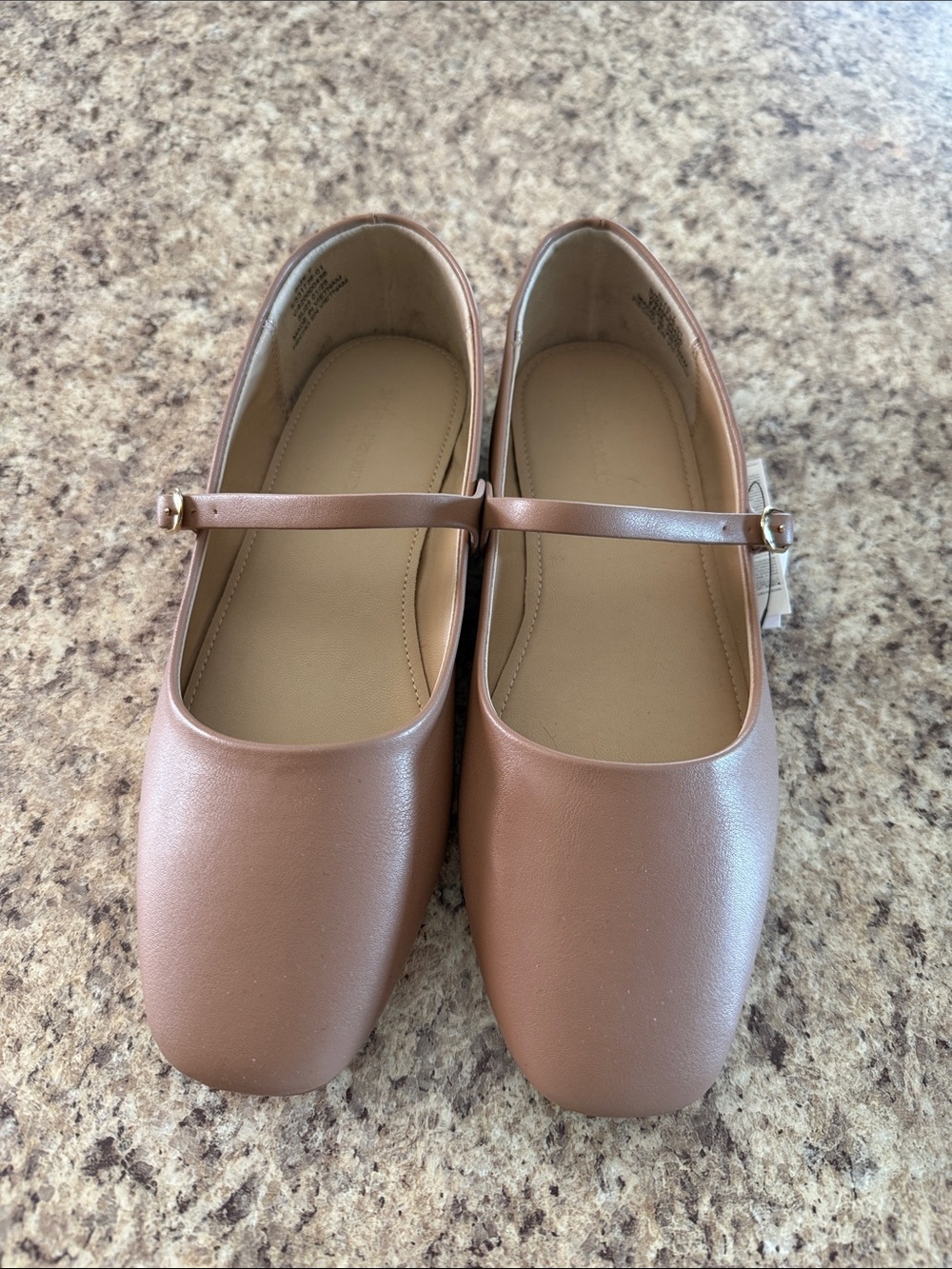 Banana Republic Nude Pink Mary Jane Flats with Gold Buckle